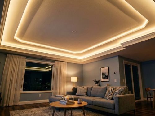 Đèn LED dây hắt trần giúp làm nổi bật những thiết kế độc đáo và tăng tính thẩm mỹ