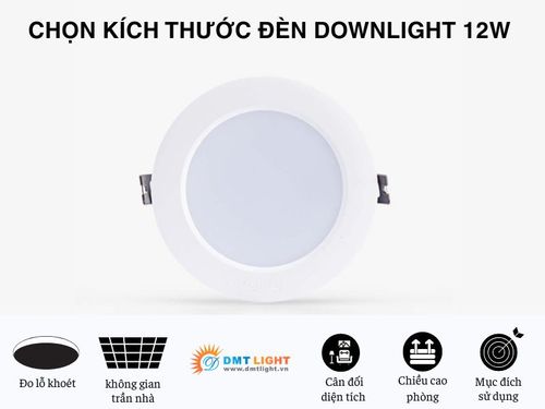 kích thước đèn downlight 12w