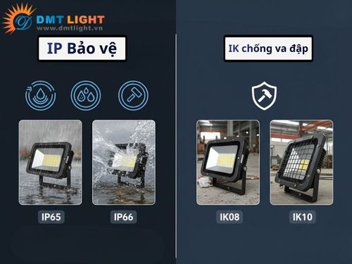 Các loại đèn pha LED theo tiêu chuẩn bảo vệ IP, IK